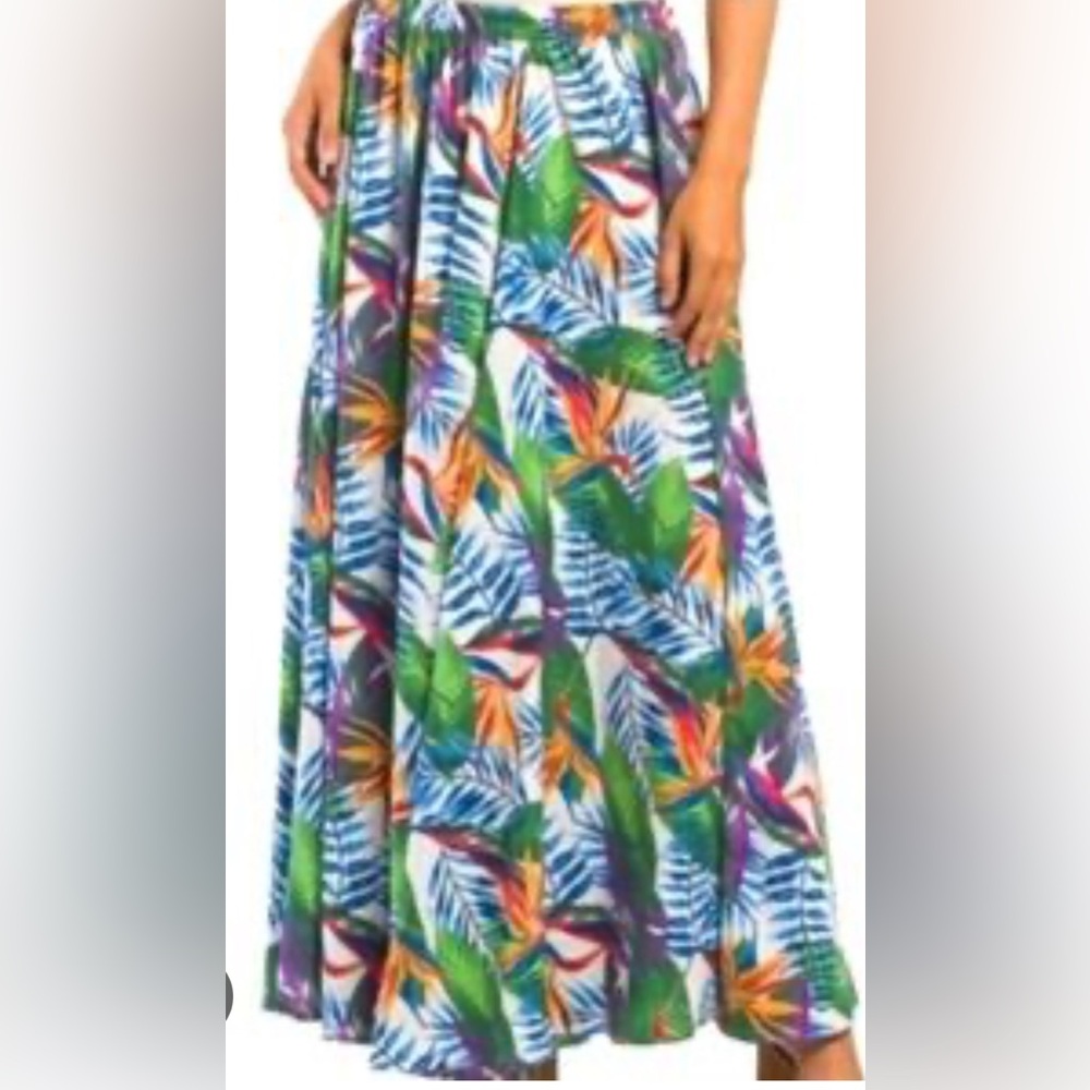 NWT Rachel Zoe Vibrant Leaf Print Maxi Skirt